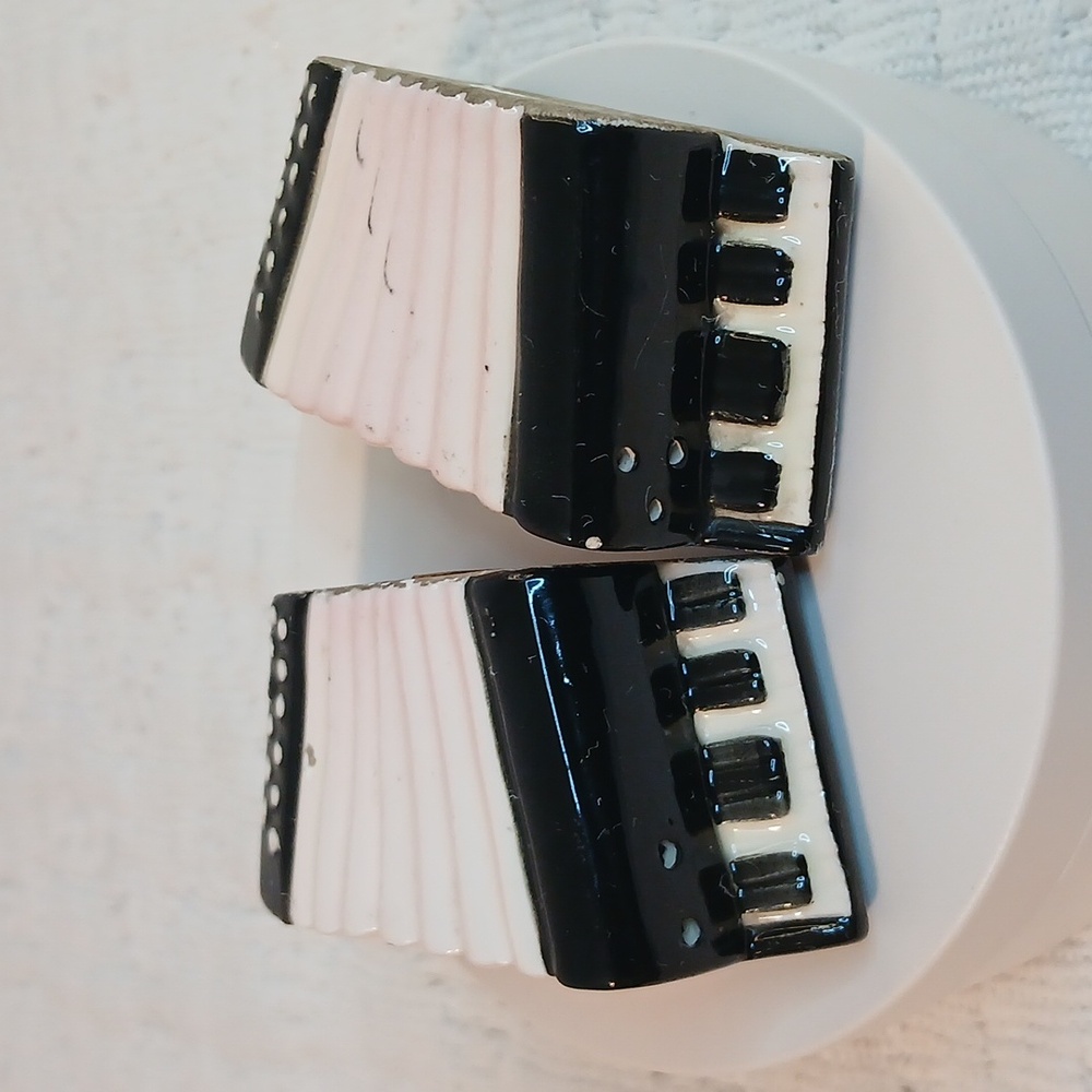 Black and Pink Vintage Accordion Salt and Pepper Shakers